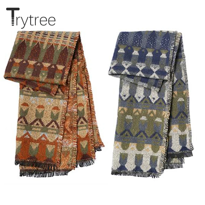 Осенне-зимний Повседневный женский шарф Trytree 2021 праздничная Вязаная Шаль из