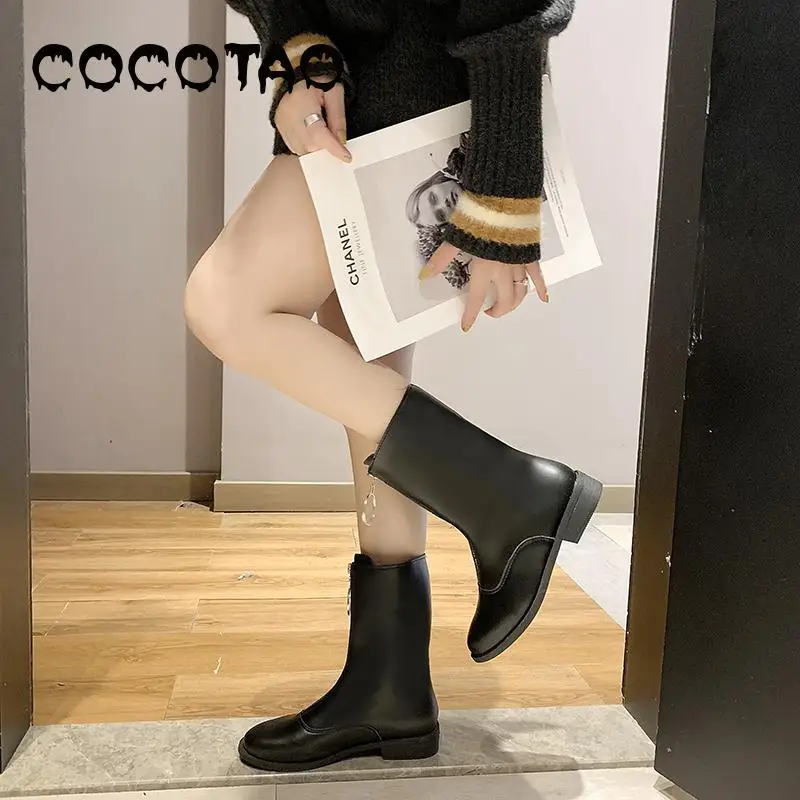 Женский знаменитости полусапожки Vogue Of New Fund/2019 осень Джокер Тонкий спереди