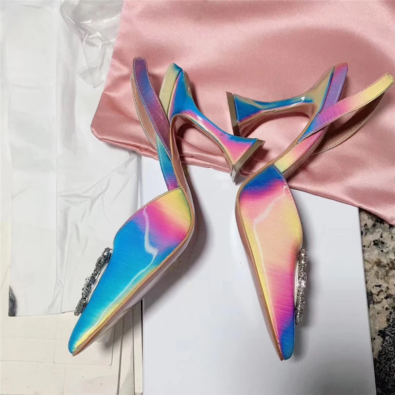 Цветные сандалии-гладиаторы на каблуке в виде Кубка женские пикантные туфли с