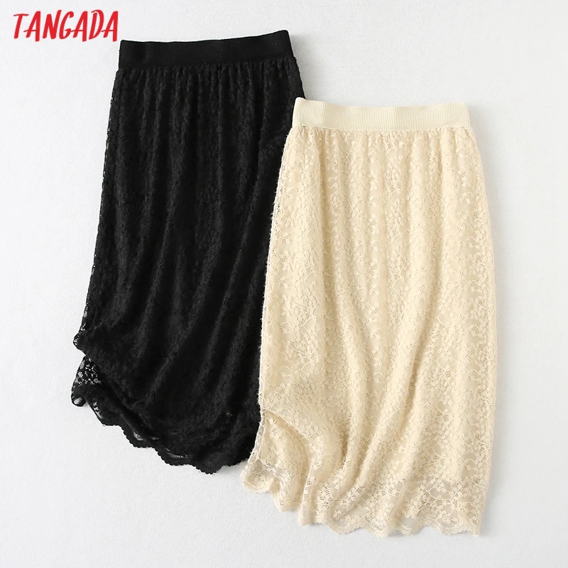 

Юбка-миди Женская кружевная в винтажном стиле с поясом