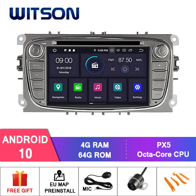 Автомобильный DVD плеер WITSON Android 10 0 4 Гб ОЗУ + 64 ГБ флэш памяти 8 ядер для FORD MONDEO FOCUS