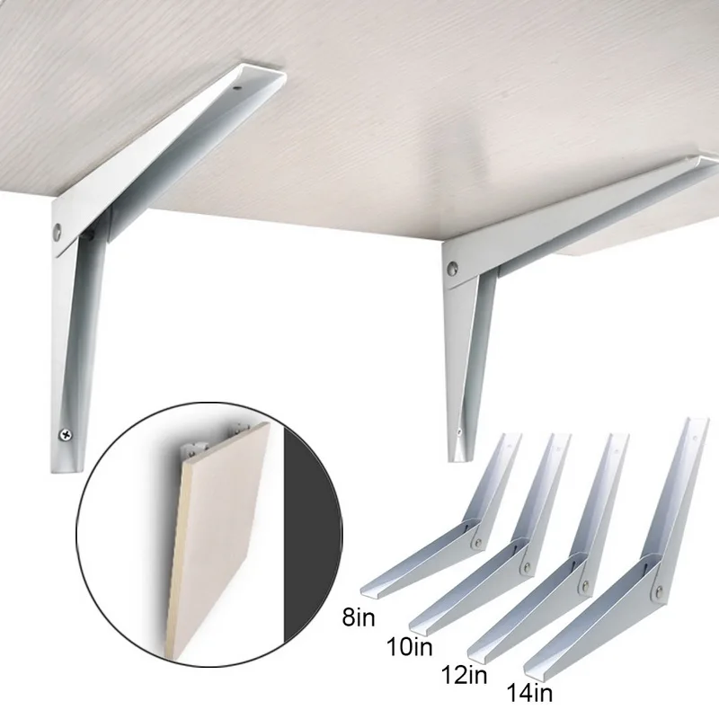 2 шт. 8 14 дюймов складной кронштейн Белый Регулируемый Настенный Прочный
