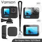 Черные Аксессуары Vamson для GoPro Hero 10 9 Защитная крышка Рамка чехол с двойными холодными ботинками крышка объектива для камеры GoPro 10 9