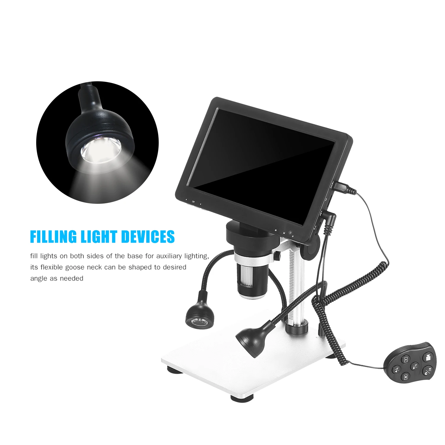 Цифровой микроскоп 7 дюймов с увеличением 1200X видеокамера пультом дистанционного