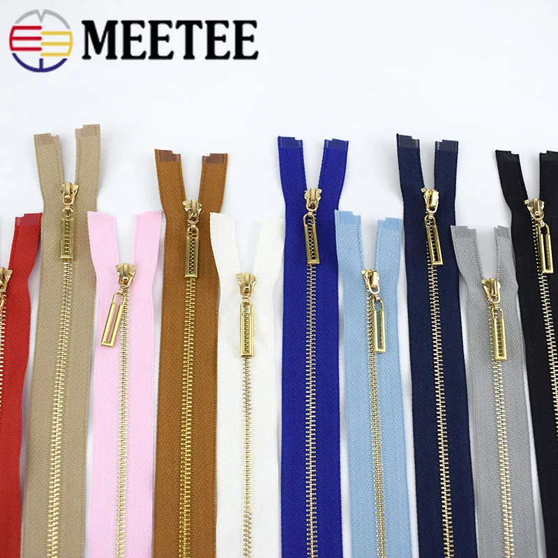 Meetee 2/5 шт 3#70 см с металлическими заклепками; туфли-лодочки на молнии, Fermeture застежкой-молнией A Coudre с открытым концом застёжка-молния для шитья DIY аксессуары для одежды KY2135