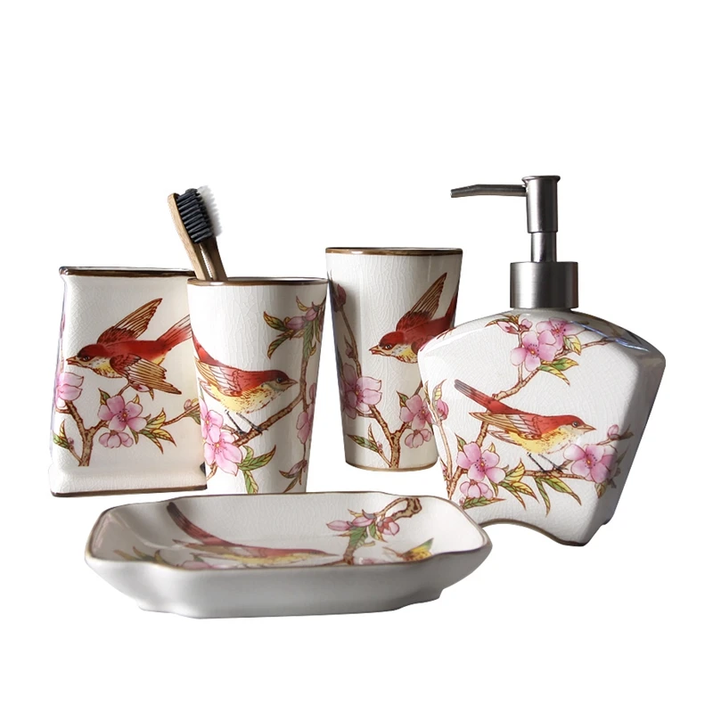 

Керамическая Мойка ледяной трещины в ванной, полоскание, набор из 5 предметов, Волшебная зубная чашка + держатель для зубной щетки + бутылка д...