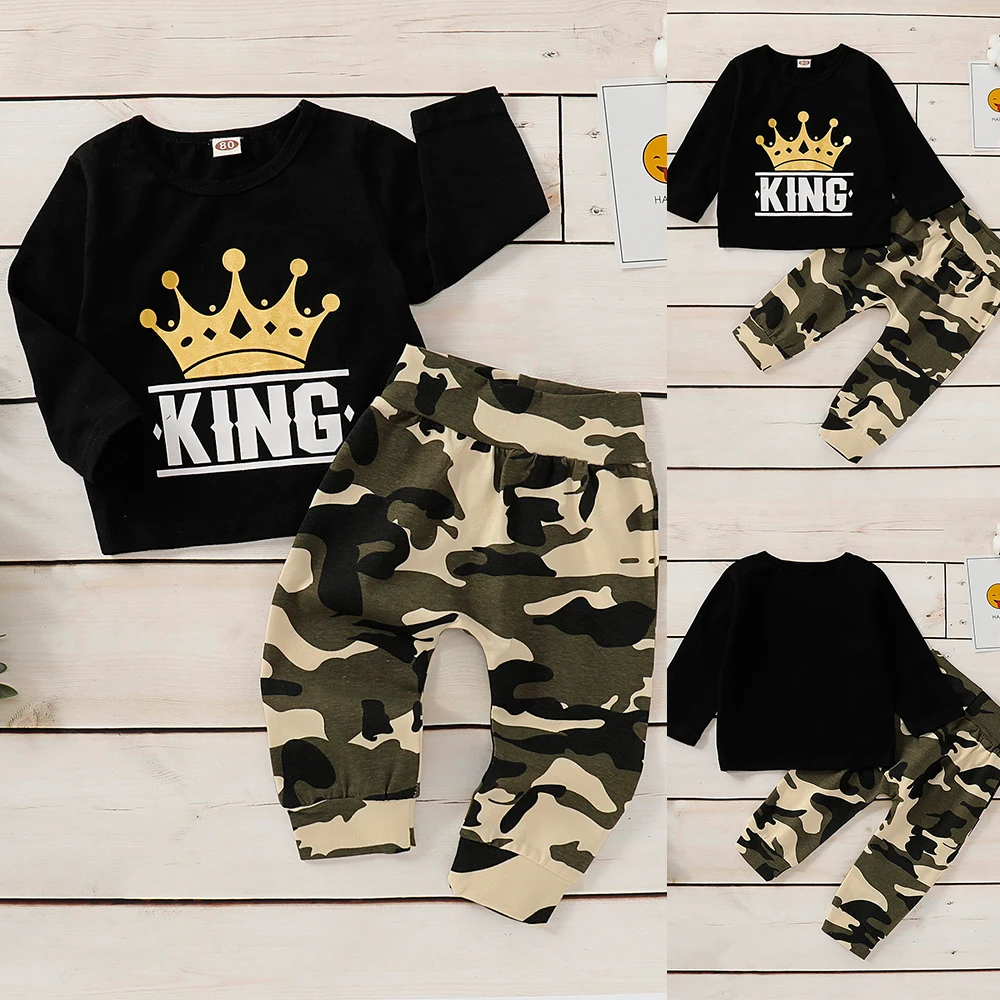 Одежда для маленьких мальчиков черная футболка с длинными рукавами комплект из