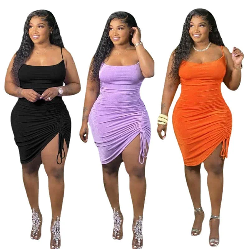 

European And American Women's 2022 Summer New High Waist Split Sexy Sling Long Skirt Temperament Dress