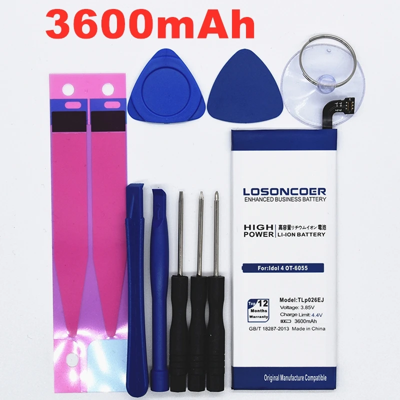 LOSONCOER 3600 мА/ч, TLp026EJ TLp026E2 Батарея для Alcatel idol 4 OT6055 6055K 6055B 6055H 6055Y 6055U Батарея