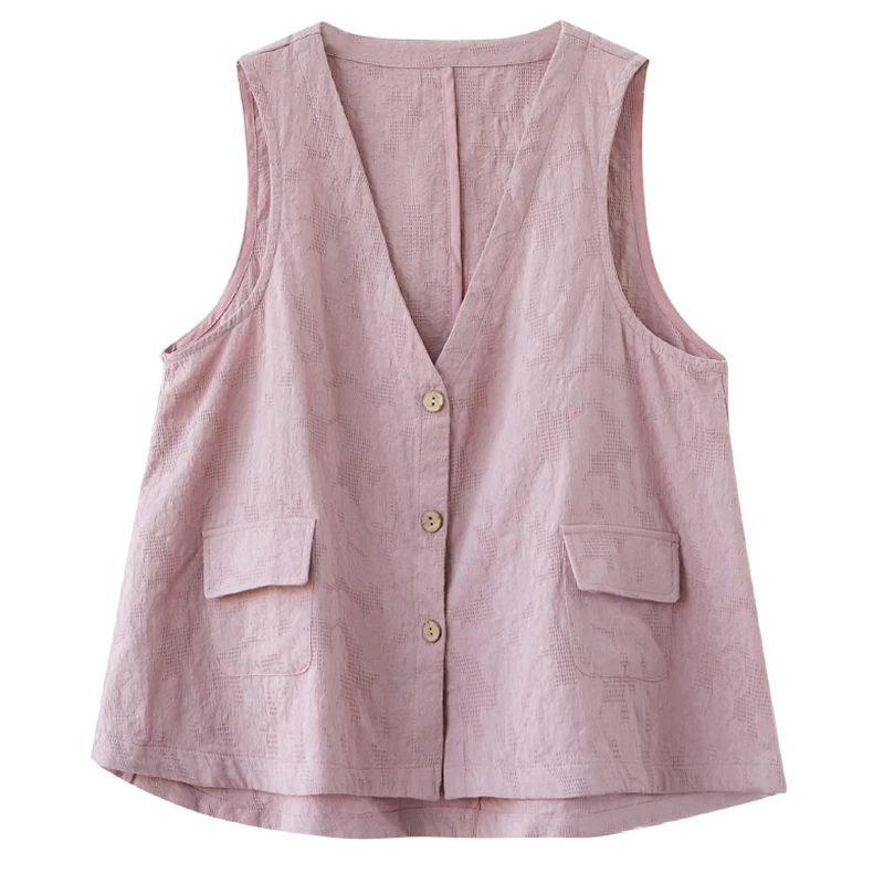 Женский хлопковый жилет с V-образным вырезом модный винтажный простой однотонный
