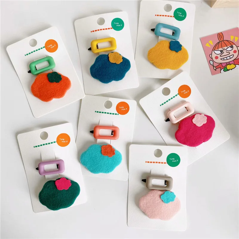 

New Korean children's felt clouds square small hairpin BB clip set