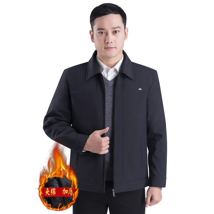 

Мужская осенняя куртка на молнии, зимняя куртка, утепленная хлопковая куртка для мужчин среднего возраста