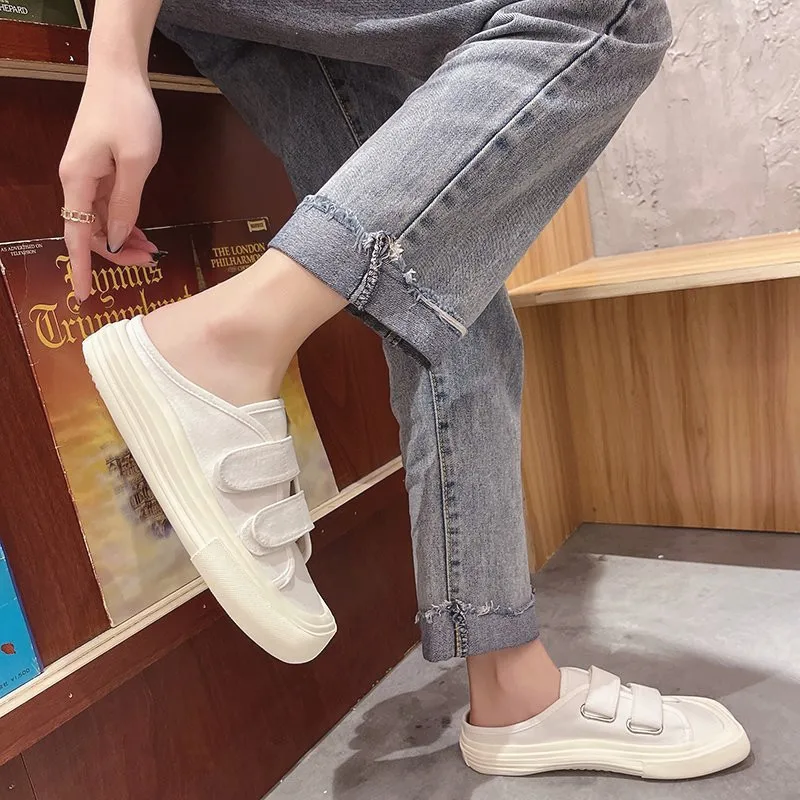 

Slippers Women Summer Female Shoes Beige Heeled Sandals Platform Luxury Slides Cover Toe Loafers Low 2021 Black Designer Soft