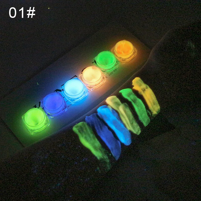 

6pcs/set Nail Luminous Gel Nail Fluorescent Gel for Party Club Manicure Body Art SOYW889