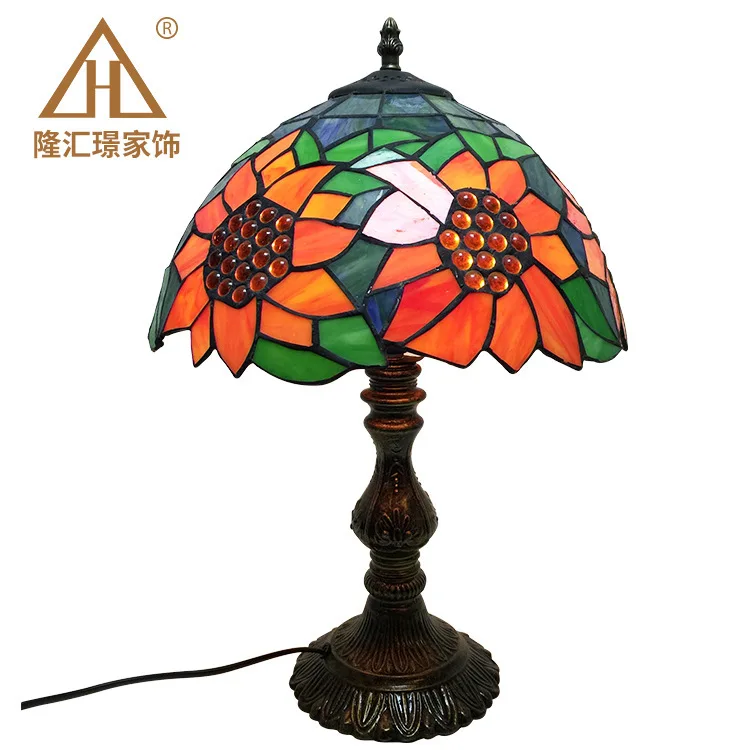 Настольная лампа Tiffany E27 шесть моделей прикроватная в стиле стрекозы для спальни