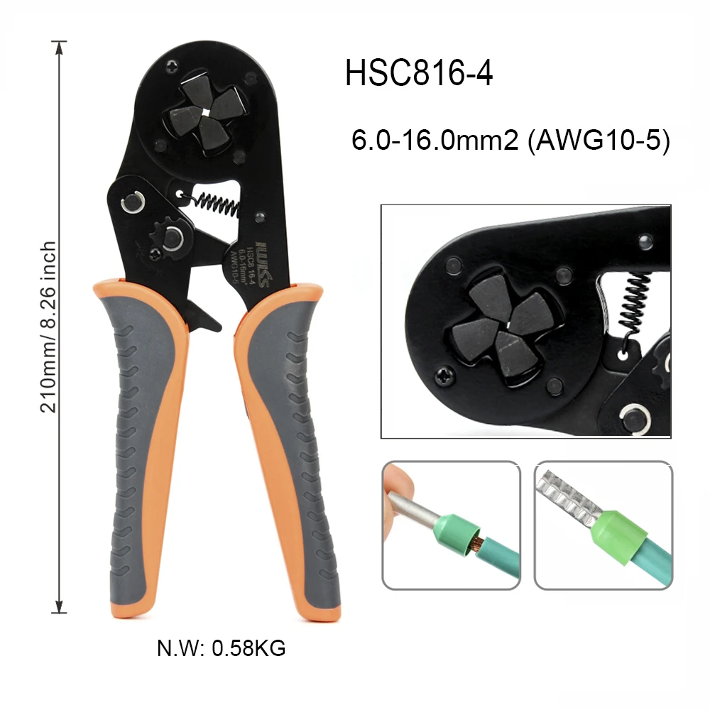 HSC816-4 IWISS HSC8 6-4A храповый обжимной плоскогубцы ручные обжимные инструменты Диапазон обжима 0,25-мм2(24-10 AWG - Цвет: HSC816-4
