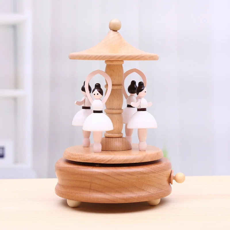 Креативная деревянная карусель украшение для дома музыкальная шкатулка