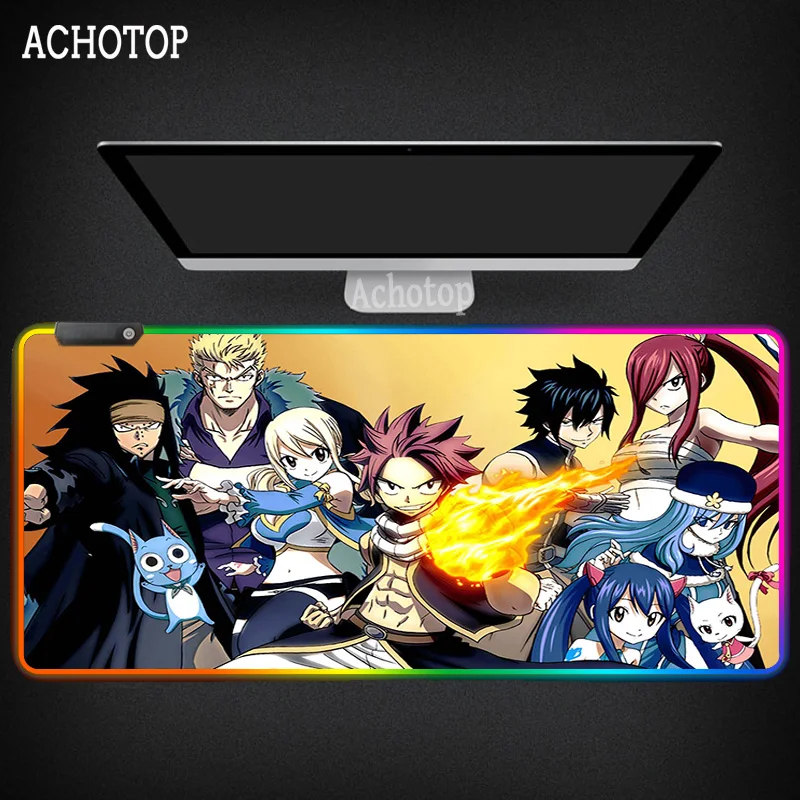 

Fairy Tail Pad Mouse RGB Computer Gamer Mouse Pad 700x300 Padmouse LED Light Gaming Mouse Pad Ergonomic Gadget Office Desk Mats