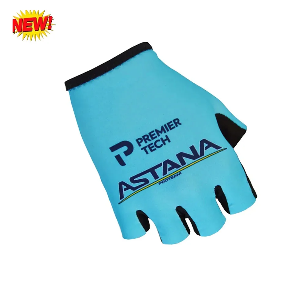 

Summer Team Astana 2021 Blue Cycling Gloves Men Bicycle Gel Half Finger Gloves One Pair Size M-XL Guante Ciclismo Gant cyclisme