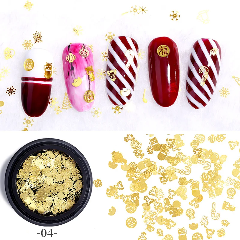 1 шт. в коробке открытые золотые блестки для ногтей снежные хлопья смешанные