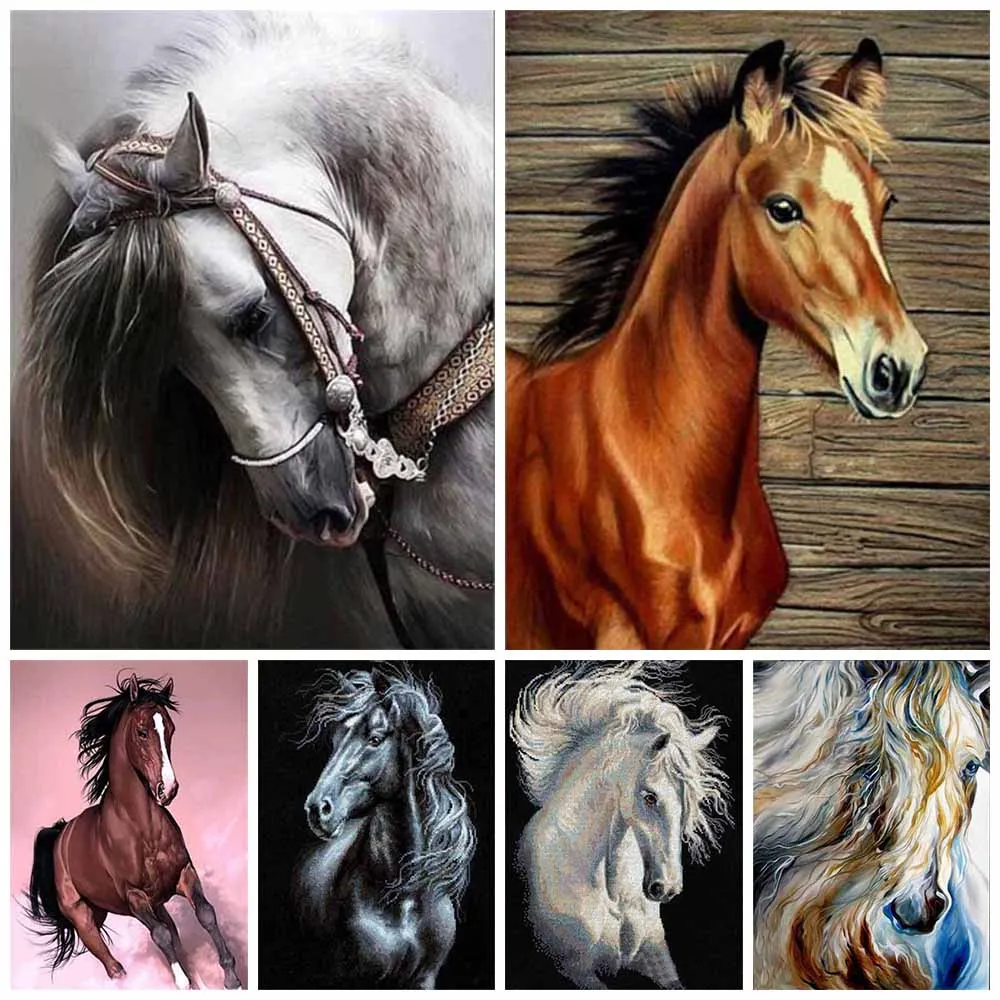 

5D Diamond Embroidery Anmial Cross Stitch DIY Diamond Painting Distinguished Horse Diamond Mosaic Home Decor Mural Art Gift
