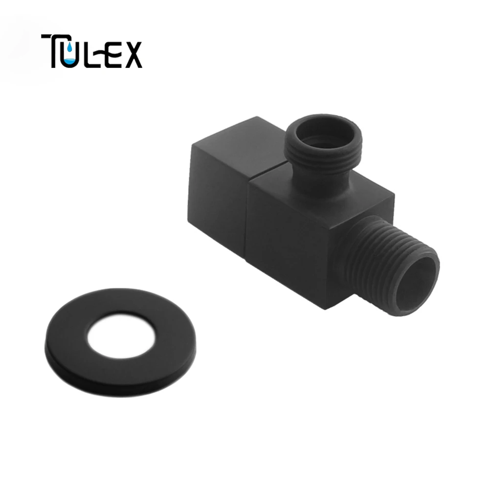TULEX черный запорный клапан Кран угловой клапан латунный переключающий туалетный клапан насадка для душа соединитель твердая латунь Attachement на кран
