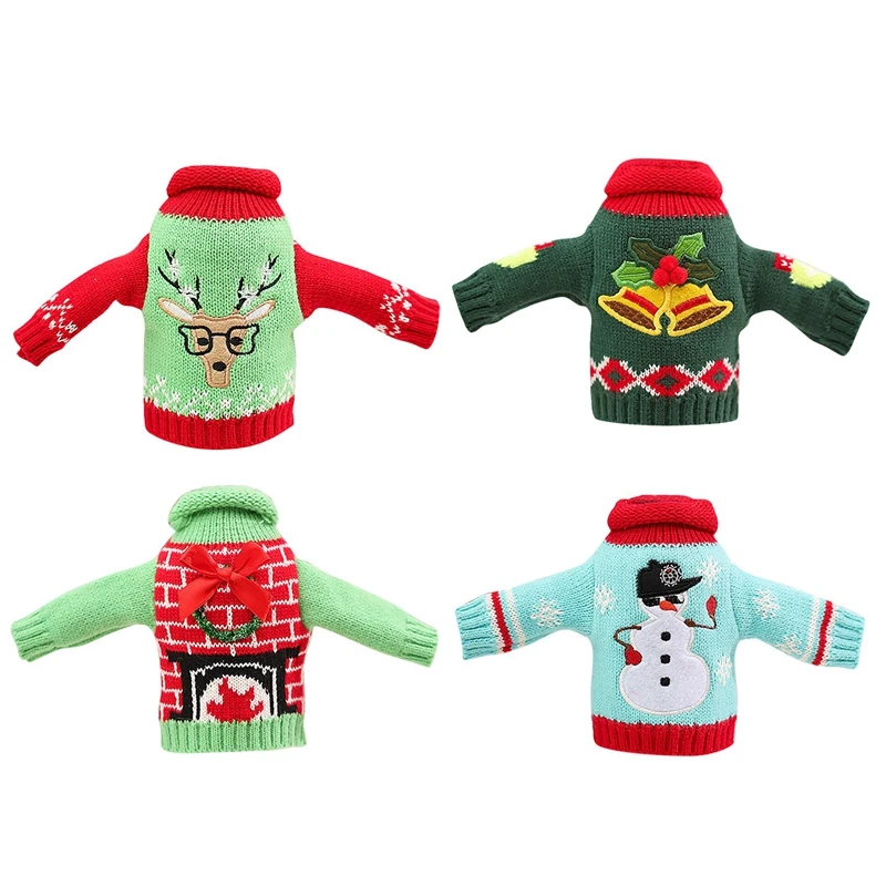 

4 шт., Новогодняя Крышка для винной бутылки, многоразовое украшение для винной бутылки