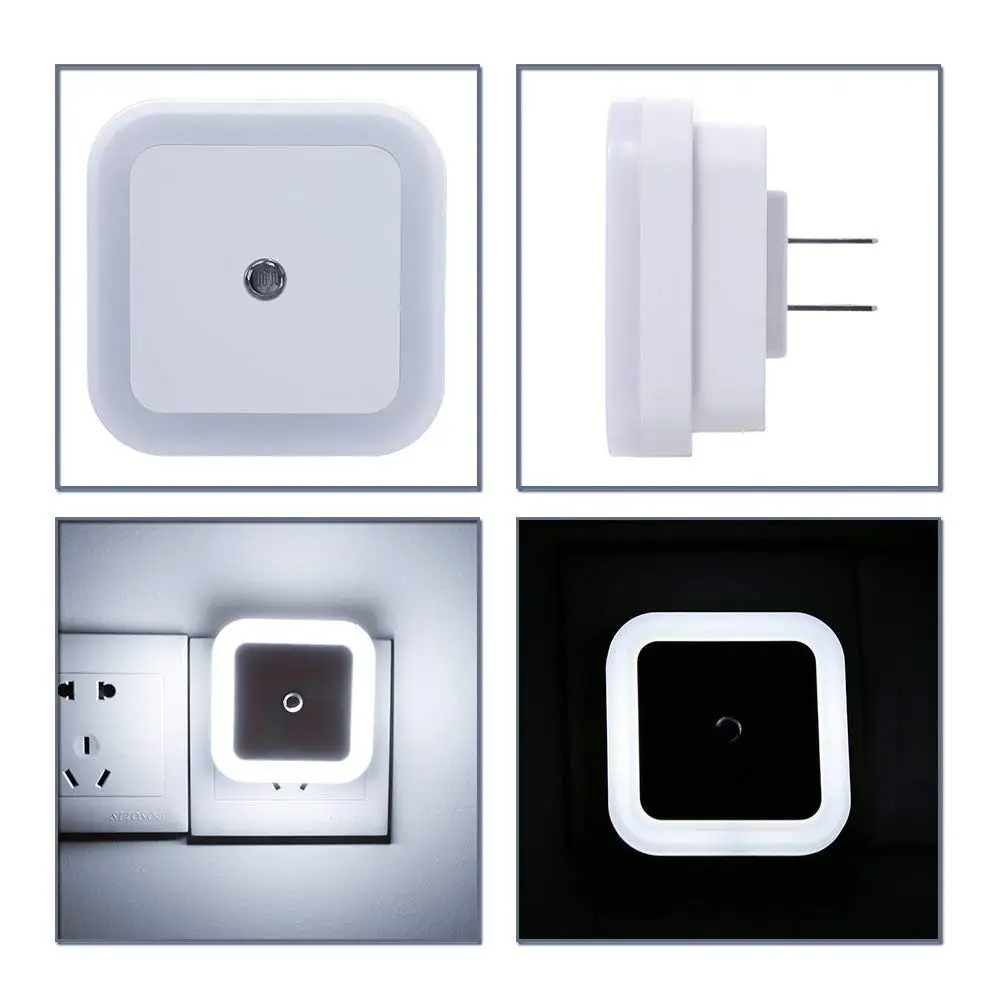 

Light Sensor Control Night Light Mini EU US Plug Novelty Square Bedroom lamp For Romantic Colorful Lights