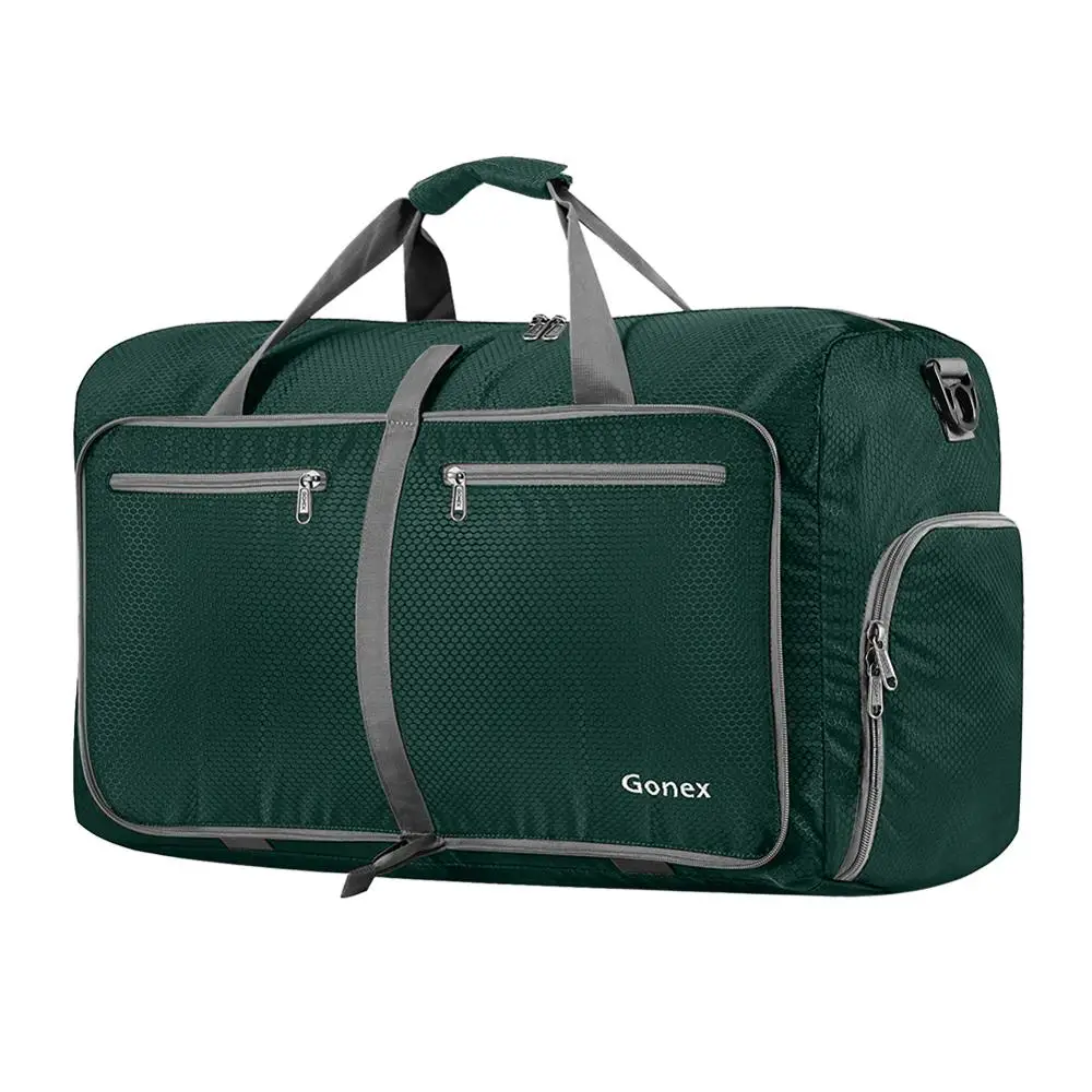 Gonex 60/80L дорожная сумка для багажа для мужчин и женщин, нейлоновые дорожные сумки для путешествий, складные сверхлегкие сумки для отдыха, деловой поездки - Цвет: Dark Green 60L