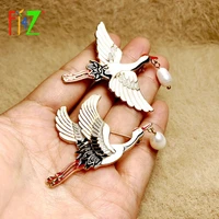 f j4z 2020 new bird brooches for women lovely enamel flying crane brooch pins girls costume jewelry accessories gifts dropship