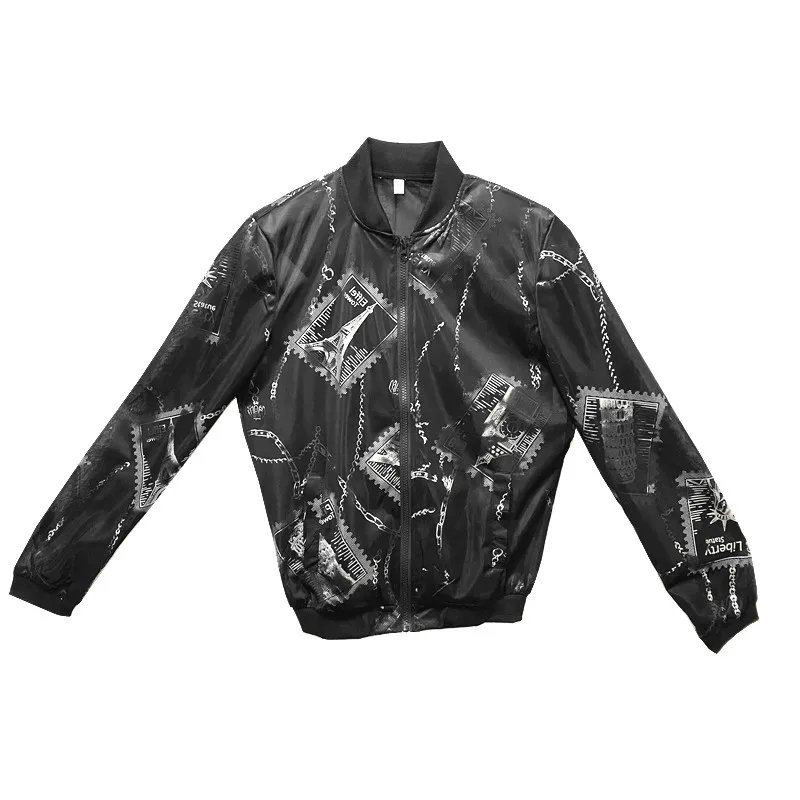 

Luxury Printing Men Bomber Jacket Thin Zipper Casual Slim Coats Streetwear Baseball Jackets Hip Hop Coats 2020 Brand Clothing
