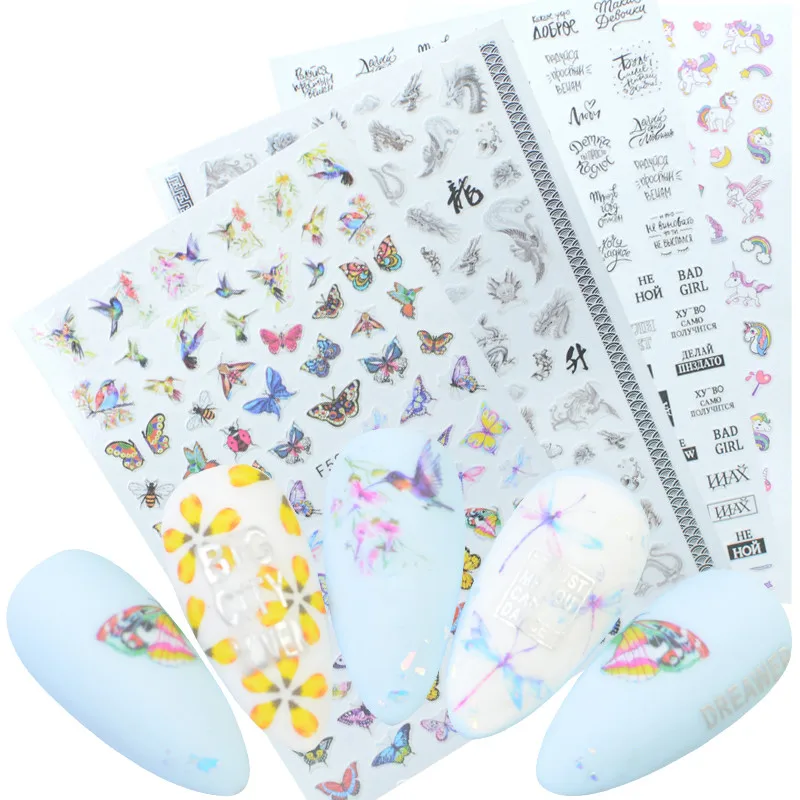 

1 Sheet Hot Butterfly Bow Designs 3D Self Adhesive Nail Art Stickers Decorations Manicure Decal Tips Tools