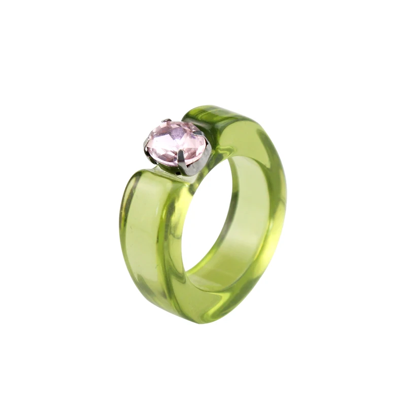 

IF ME Colorful Transparent Resin Acrylic Crystal Rhinestone Simple Geometric Square Round Rings Set for Women Trendy Jewelry
