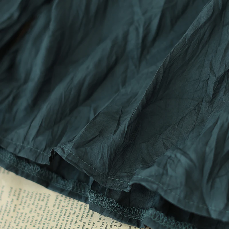 

Women Wrinkle Shirt Blouse Tops Retro Vintage Solid Long Sleeve for Spring Summer New Female Casual B04280900