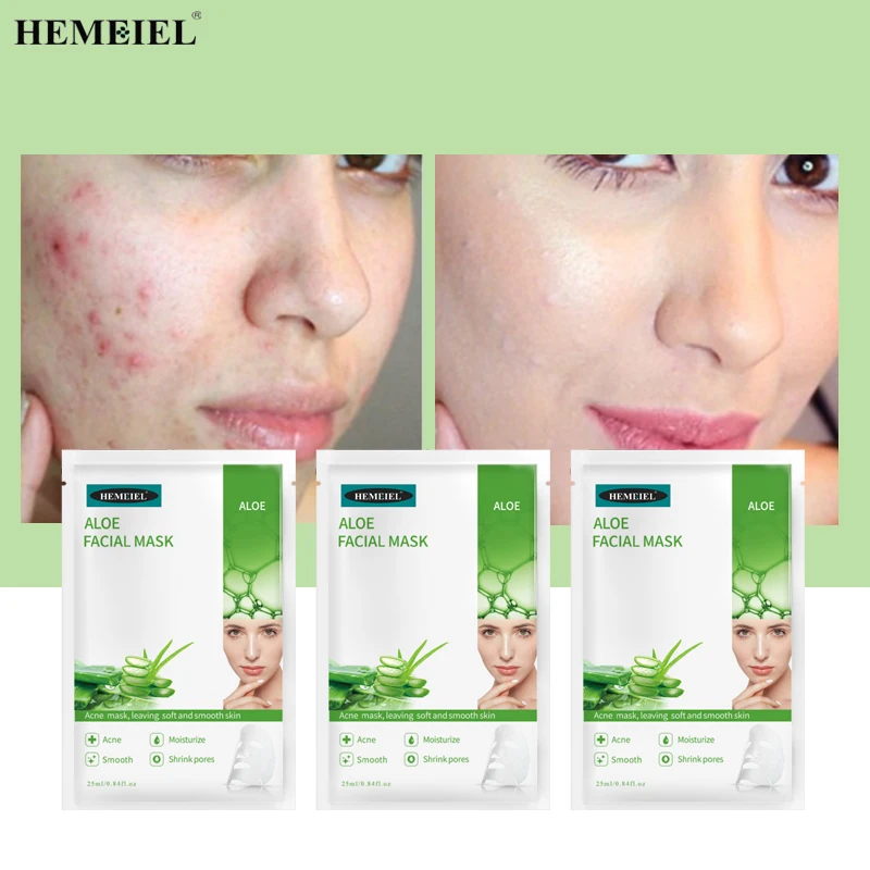 

HEMEIEL Face Masks Natural Plant Extracts Facial Mask Aloe Extract Moisture Remove Acne Replenishment Soomth Skin Care 1/3/5PCS