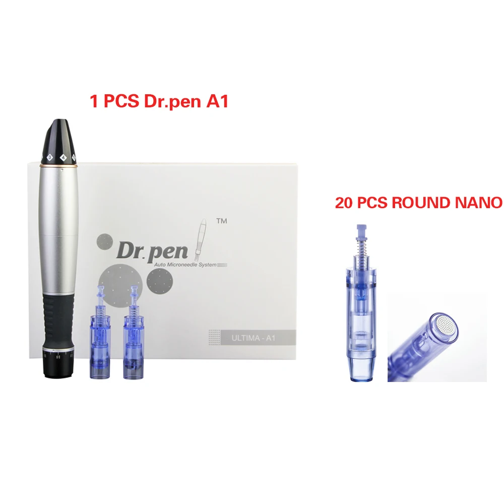 dr.pen ROUND NANO Dr.Pen Ultima A1 электрическая Дерма ручка с 20 микроиглами мезотерапия Автоматическая микро игла ручка микроиглальная система - Цвет: dr.pen ROUND NANO