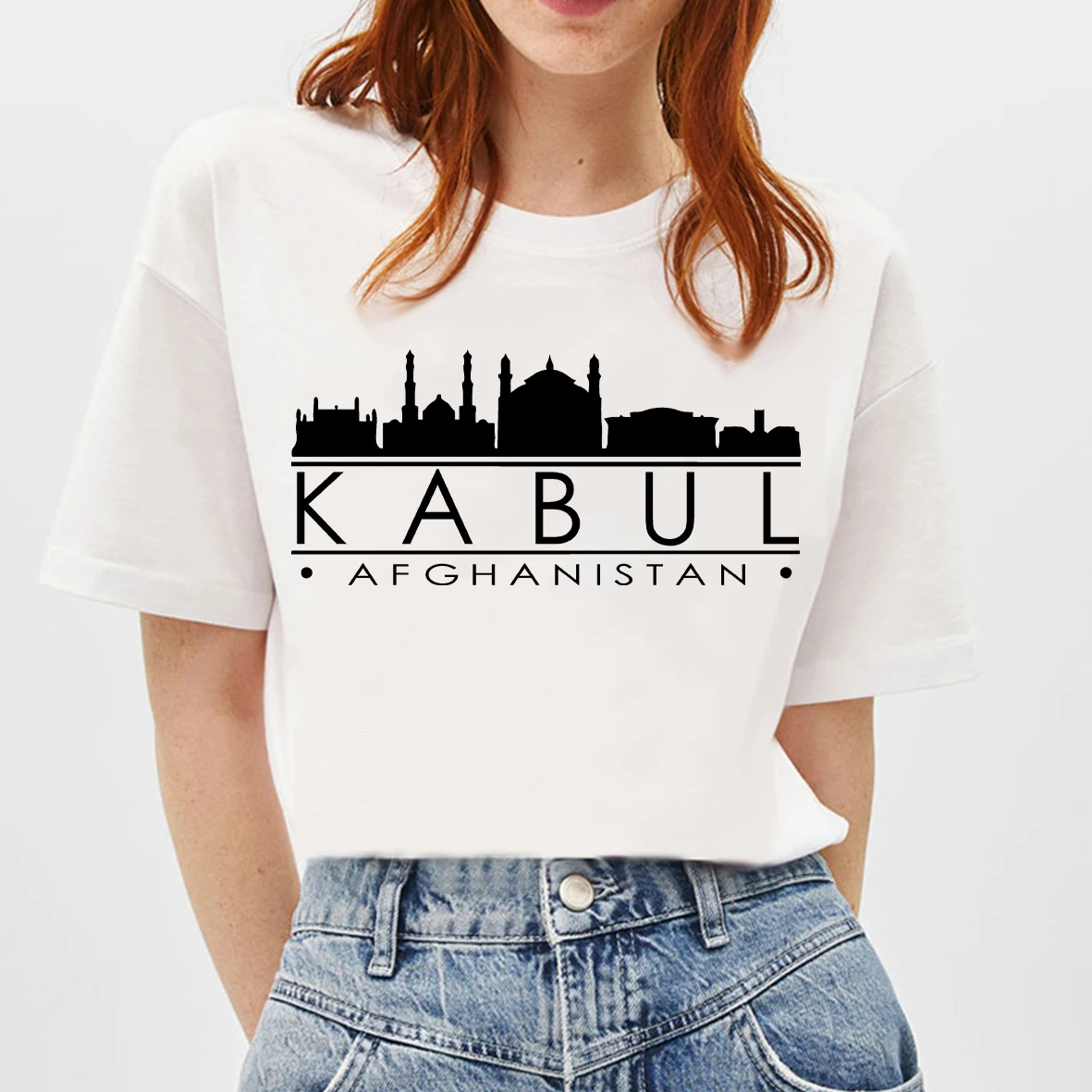

BLINGPAW Graphic T Shirts Afghanistan Kabul Landmark Building Letter Print T-shirt White Cotton Unisex Tees Summer Tee Shirts