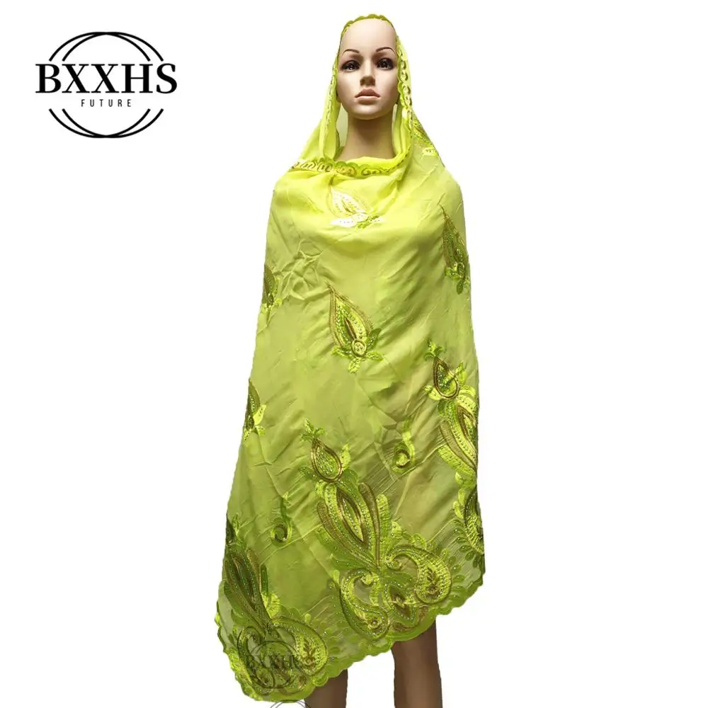 Африканская Женская шаль мусульманская вышивка хлопок шарф хиджаб