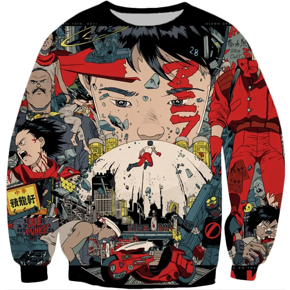 

Akira Kaneda Neo Tokyo Anime Printed Crew Neck Hoodie Sweater Fall Harajuku Fashion Men's Long Sleeve Pullover Casual Top