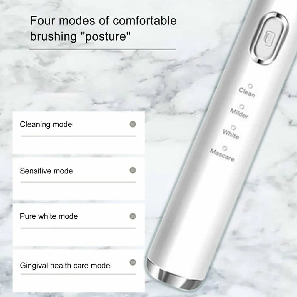 

Ultrasonic Electric Toothbrush Adult Timer Brush 16 Gear USB Charger Rechargeable Tooth Brushes Replacement Heads Set