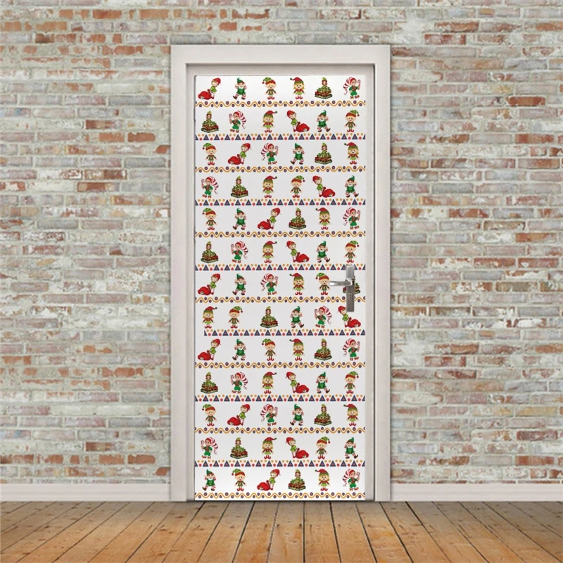 

2pcs/set Christmas Tree Elk Refrigerator Door Sticker Self Adhesive Wall Mural Decal Home Decoration