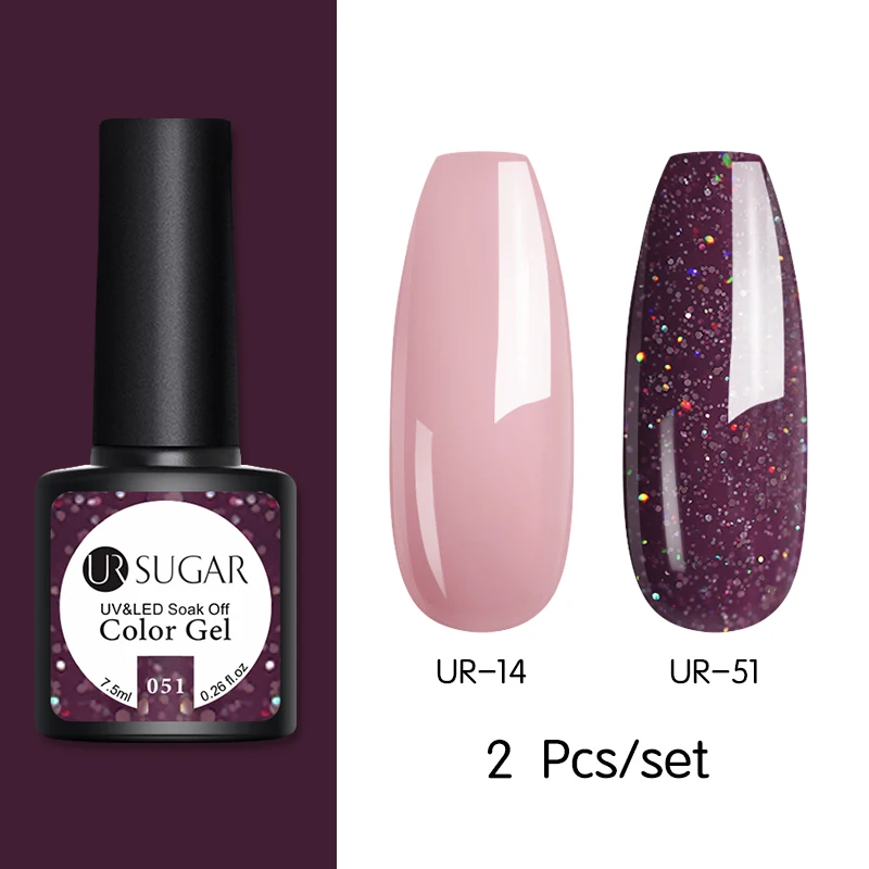 Ur Sugar 7,5 мл розовое золото блестящий Гель-лак для ногтей розовый Цвет гель-блестки для ногтей искусство замочить от УФ-гель-лака УФ светодиодный - Цвет: Set 15