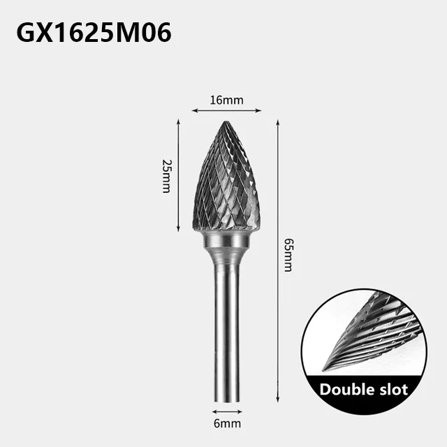 

6 мм G1020M06 GX0618M06 карбидный роторный напильник Вольфрамовая стальная Шлифовальная головка Электроинструмент круглая шлифовальная Колонка G-образный наконечник инструменты