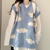 woman sweaters y2k top cloud knit vest harajuku kawaii clothing oversized 2021 fashion sleeveless jumper pullover droshipping