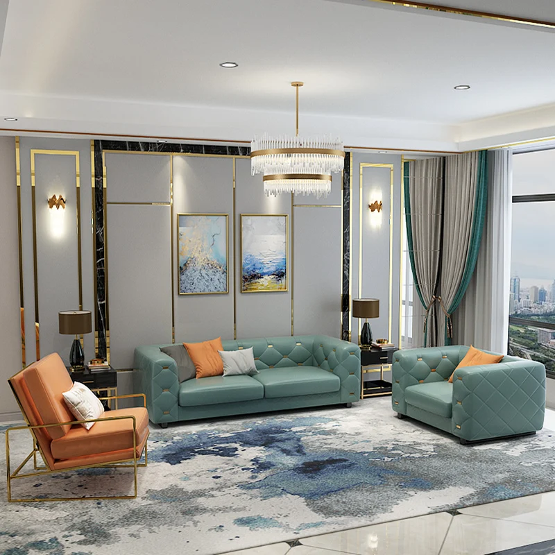 Пост современный светильник роскошных диванов синтетическая кожа комбинация