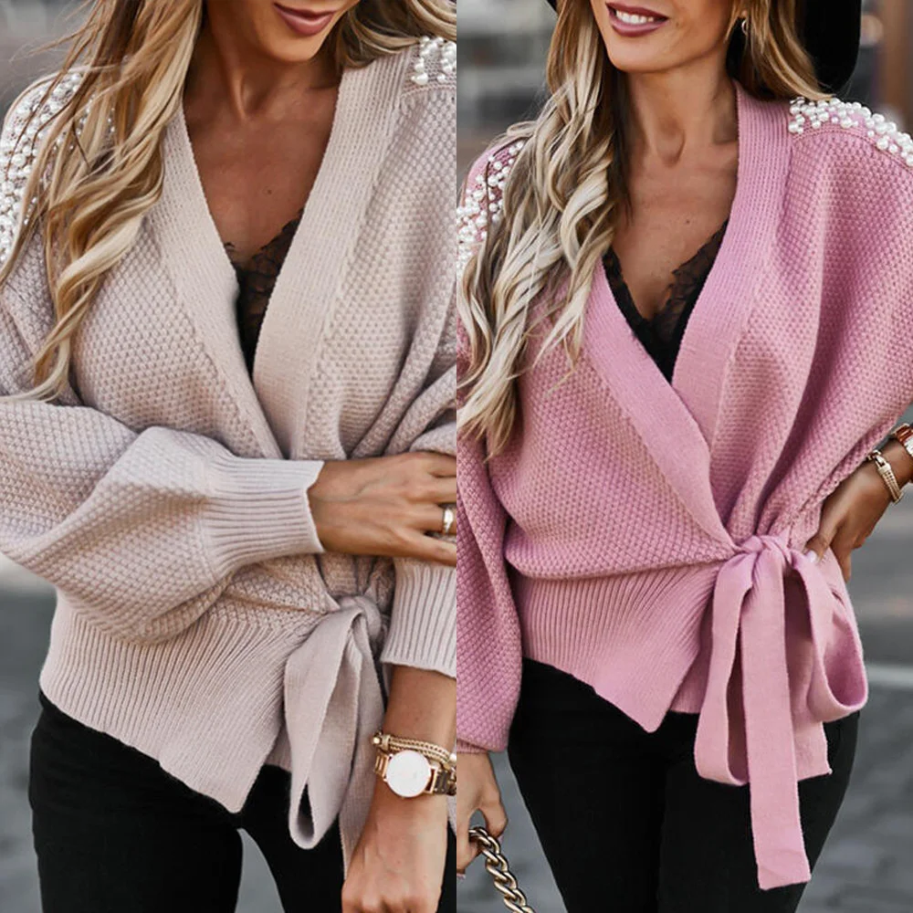 

Кардиган, свитер для женщин, Осень-зима 2021, удобная модная блузка на бретелях с широким рукавом, свитер