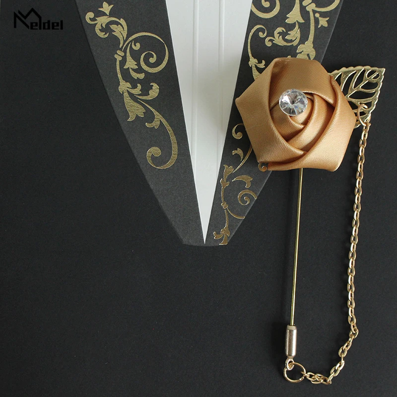 Light-brown Meldel Искусственный цветок розы свадебная бутоньерка для жениха корсаж Бутоньерка брошь корсажи Свадебный планировщик свадебные аксессуары - Цвет: Light-brown