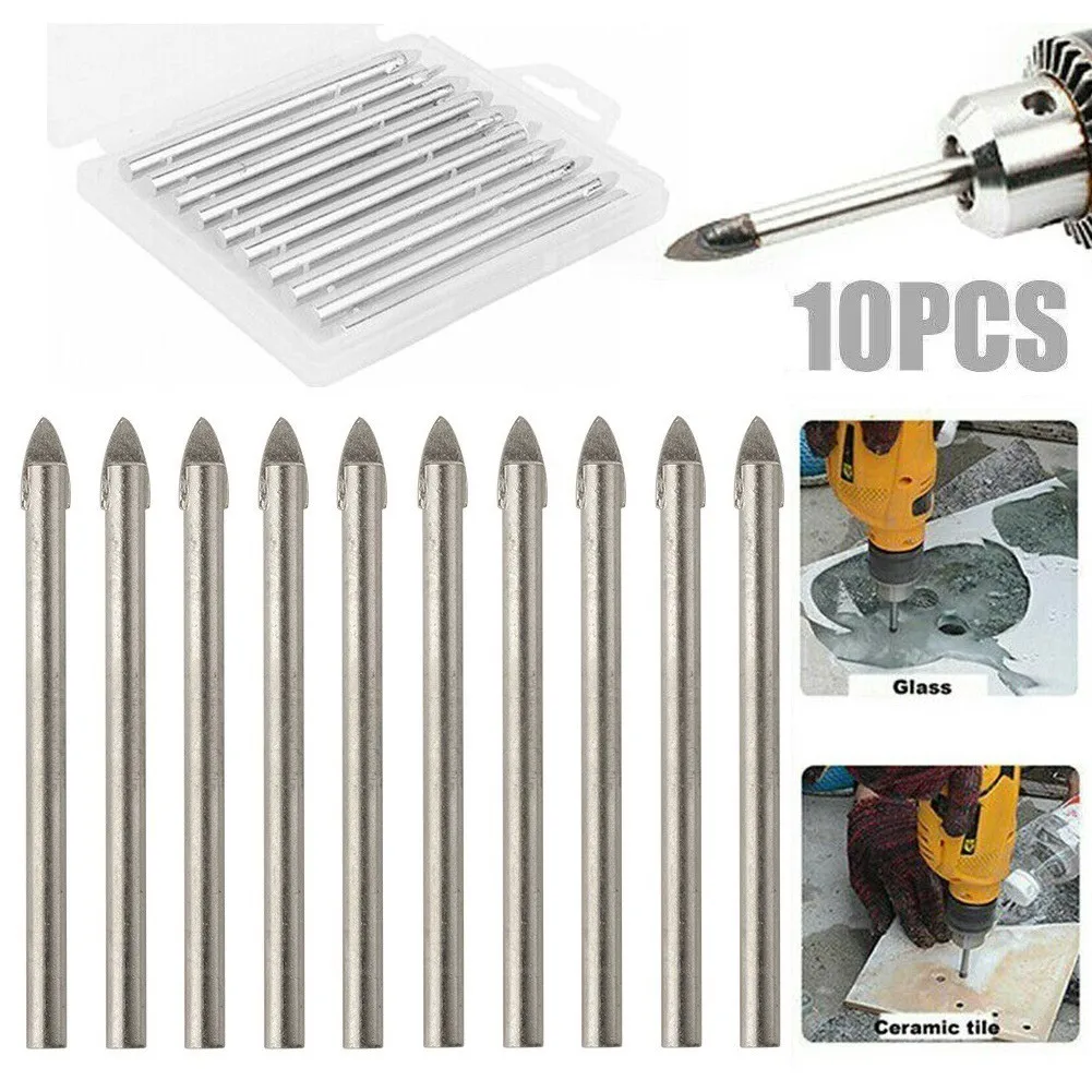 

10pcs 6mm Drill Bit Tungsten Carbide Alloy Triangle Bit For Ceramic Tile And Granite Glass And Other Brittle Materials