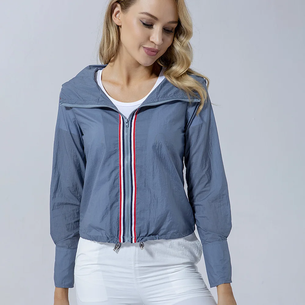 Женская спортивная одежда куртка летние куртки для бега тренировок с капюшоном