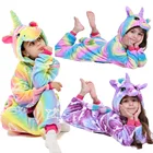 Пижама-Кигуруми для девочек, Детская Пижама с мультяшными животными, костюм единорога для косплея, зимняя мягкая Пижама